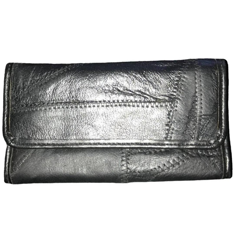 BLACK LEATHER COIN SECTION CHIC VERSATILE TRI-FOLD WALLET